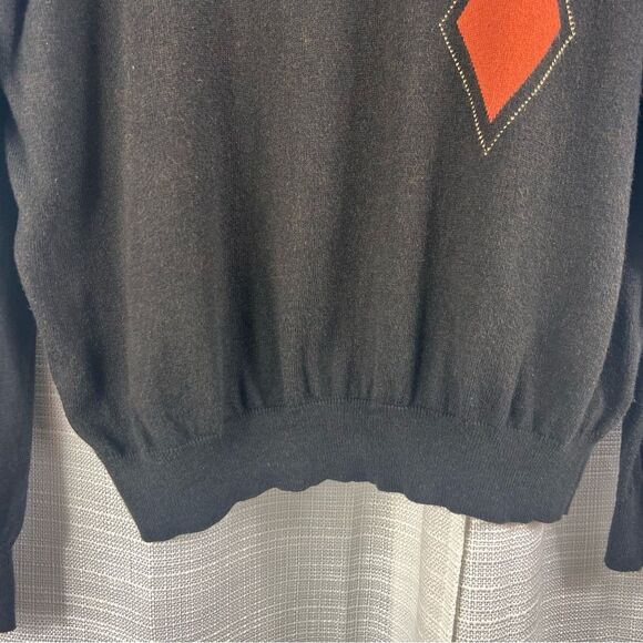 Kenneth Roberts Platinum Argyle Cotton Cashmere Blend Sweater V Neck Large - Picture 6 of 7